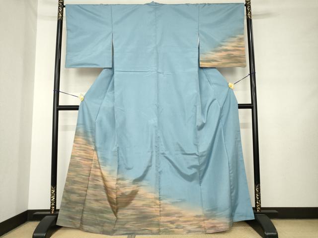 平和屋着物●本場大島紬 染大島 訪問着 霞文 暈し染め 正絹 逸品 AABM0084ck