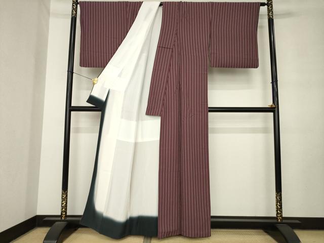 平和屋着物●上質な小紋 縞 正絹 逸品 AABM0086ck
