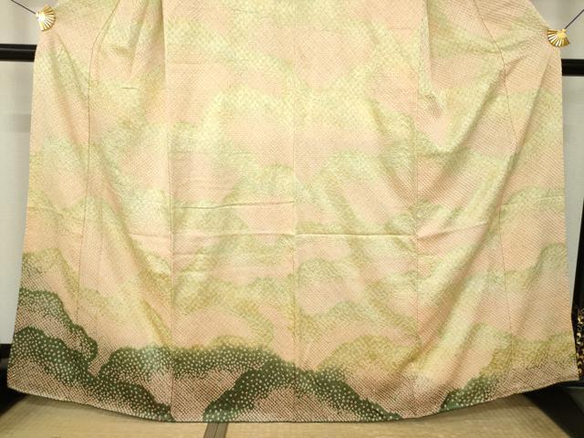 平和屋着物●訪問着 総絞り 遠山重ね文 正絹 逸品 AABM0088ck
