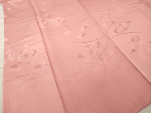 平和屋着物●上質な色無地 枝花地紋 薄紅色 正絹 逸品 AABM0093ck