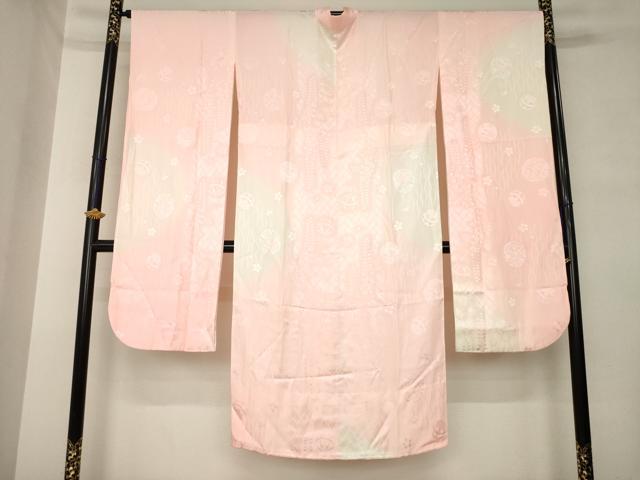 平和屋着物●振袖用長襦袢 無双仕立て 花毬地紋 暈し染め 正絹 逸品 AABM0095ck