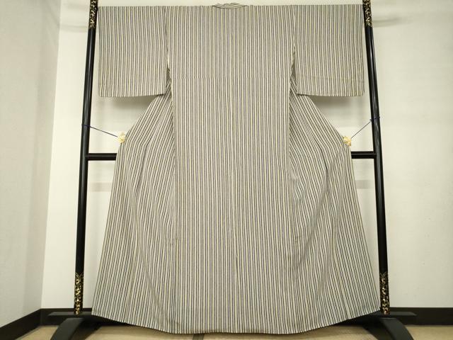 平和屋着物●上質な小紋 縞 正絹 逸品 AABM0097ck