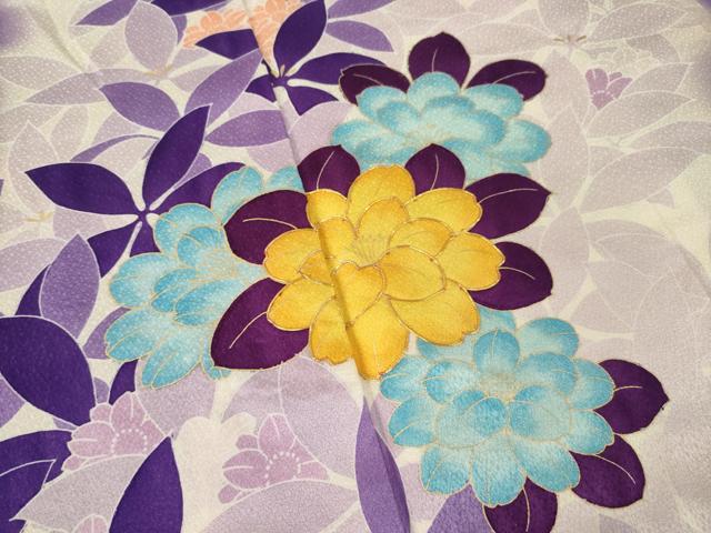 平和屋着物●訪問着 駒刺繍 草花文 暈し染め 金彩 正絹 逸品 AABM0114ck