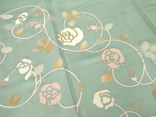 平和屋着物●訪問着 駒刺繍 薔薇唐草文 正絹 逸品 AABM0116ck