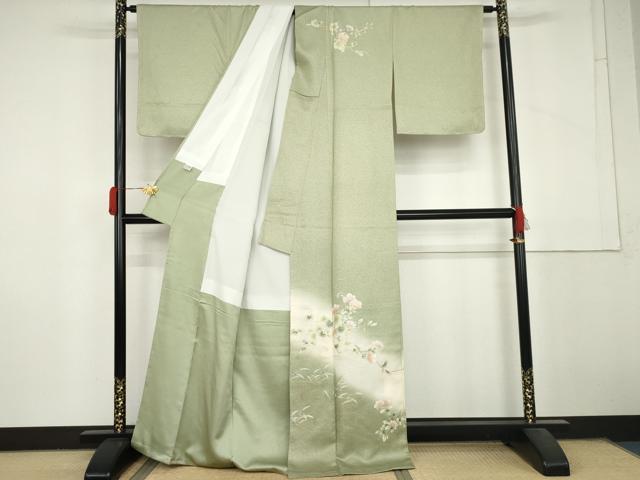 平和屋着物●訪問着 流水枝花文 暈し染め 金彩 正絹 逸品 未使用 AABM0125cs