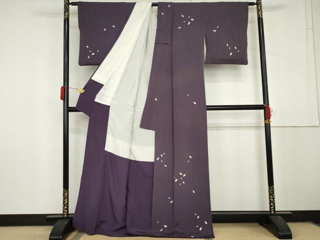 平和屋着物●訪問着 舞桜文 金彩 鬼しぼ縮緬 正絹 逸品 AABM0127cs