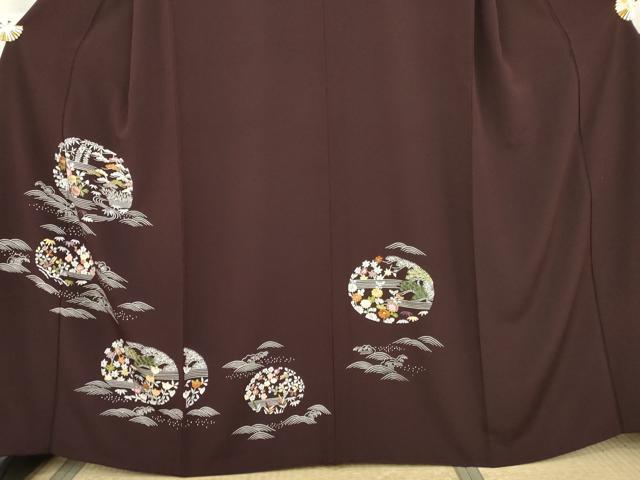 平和屋着物●京都祇園の老舗 ぎをん齋藤 訪問着 刺繍 松竹梅花文 金糸 たとう紙付き 正絹 逸品 AABM0132cs