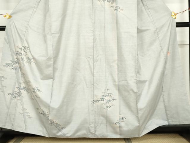 平和屋着物●白泥染の第一人者・絣の魔術師 恵積五郎 本場大島紬 恵大島織物謹製 訪問着 白大島 竹の息吹 証紙付き 正絹 逸品 AABM0134cs