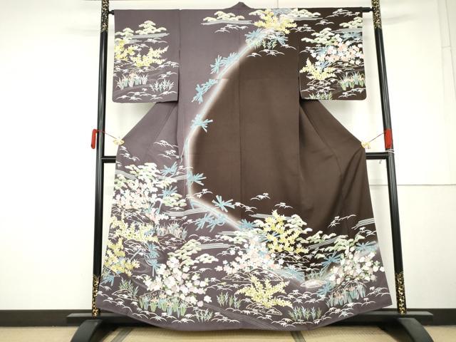 平和屋着物●訪問着 駒刺繍 松竹梅風景文 暈し染め 金彩 そごう扱い 正絹 逸品 AABM0137cs