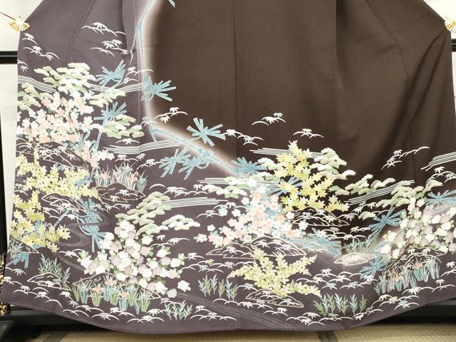 平和屋着物●訪問着 駒刺繍 松竹梅風景文 暈し染め 金彩 そごう扱い 正絹 逸品 AABM0137cs