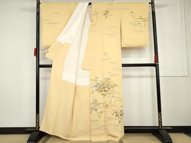 平和屋着物●創業460年・千總 訪問着 立波松竹梅風景文 正絹 逸品 AABM0139cs