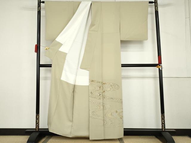 平和屋着物●山口美術織物 皇室 伊勢神宮御用 西陣織 色留袖 総刺繍 流水花蝶文 鹿 金銀糸 正絹 逸品 AABM0142cs