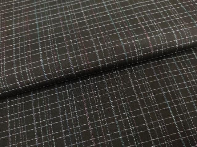 平和屋着物●本場大島紬 縞大島 格子 黒地 井田織物謹製 証紙付き 正絹 逸品 AABM0156cs