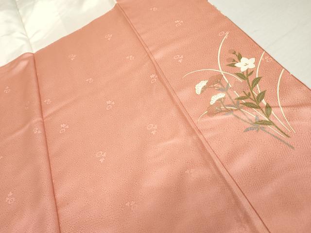 平和屋着物●訪問着 駒刺繍 色紙重ね飛鶴花文 暈し染め 金彩 正絹 逸品 AABM0161cs