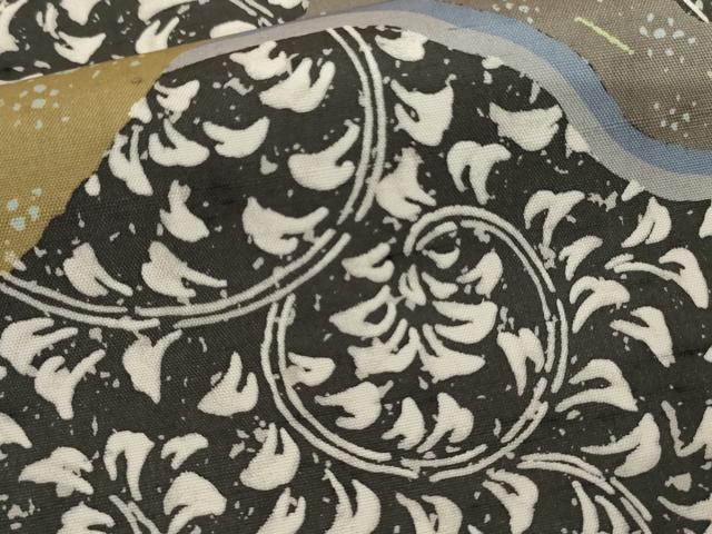 平和屋着物●上質な小紋 紬地 立波花唐草文 正絹 逸品 AABM0164cs
