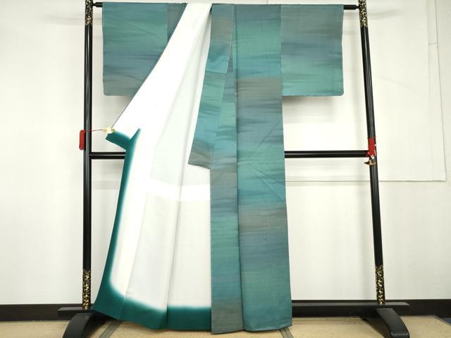 平和屋着物●上質な小紋 作家物 霞文 暈し染め 正絹 逸品 AABM0167cs