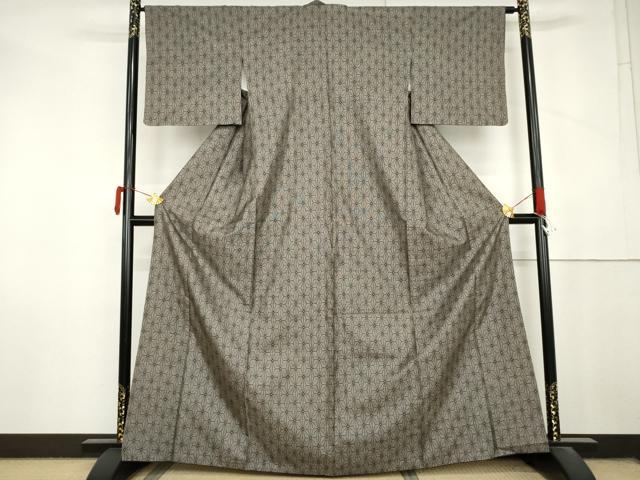 平和屋着物●本場大島紬 9マルキ 麻の葉文様 京王百貨店扱い 正絹 逸品 AABM0171cs
