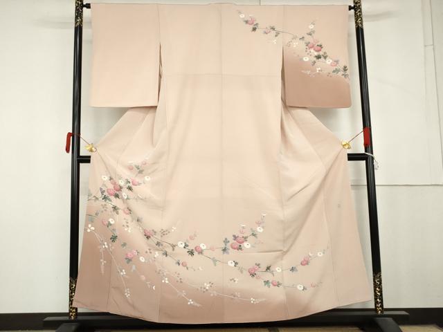 平和屋着物●訪問着 友禅 作家物 枝花文 暈し染め まるやま扱い 正絹 逸品 AABM0181cs