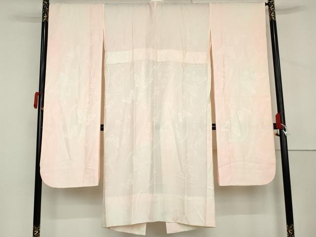 平和屋着物●振袖用長襦袢 無双仕立て 花蝶地紋 暈し染め 正絹 逸品 AABM0183cs