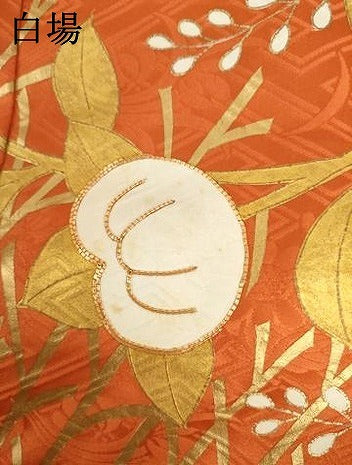 平和屋着物●豪華振袖 駒刺繍 橘 金彩 正絹 逸品 AABM0192cs