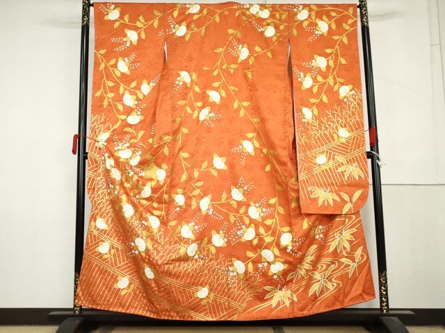 平和屋着物●豪華振袖 駒刺繍 橘 金彩 正絹 逸品 AABM0192cs