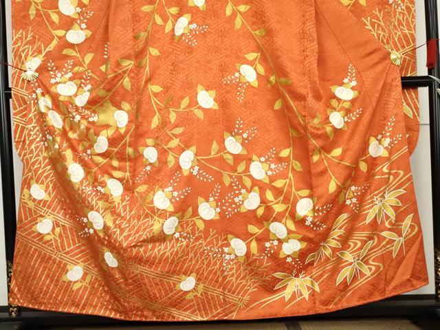 平和屋着物●豪華振袖 駒刺繍 橘 金彩 正絹 逸品 AABM0192cs