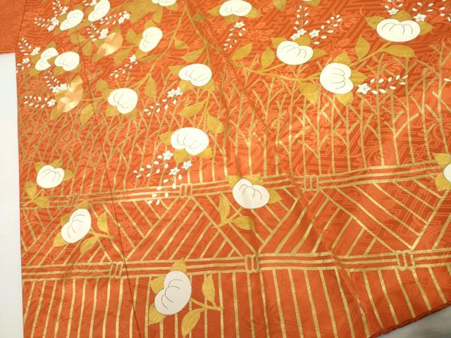 平和屋着物●豪華振袖 駒刺繍 橘 金彩 正絹 逸品 AABM0192cs
