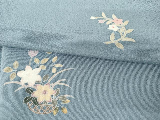 平和屋着物●上質な小紋 友禅 花籠文 正絹 逸品 未使用 AABM0195cs