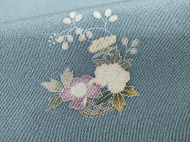 平和屋着物●上質な小紋 友禅 花籠文 正絹 逸品 未使用 AABM0195cs