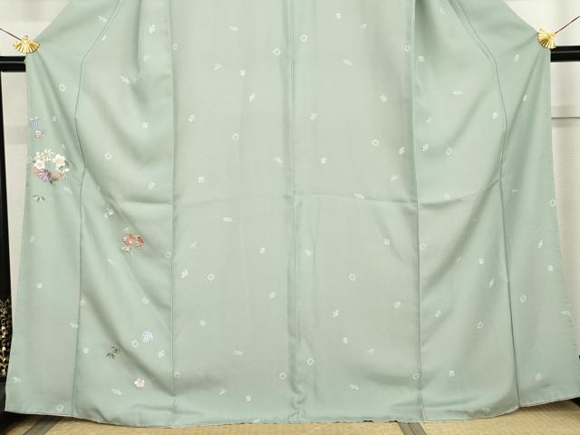 平和屋着物●訪問着 刺繍 花丸文 金糸 洗える着物 AABM0199cs