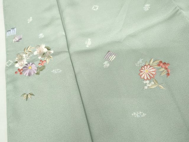 平和屋着物●訪問着 刺繍 花丸文 金糸 洗える着物 AABM0199cs