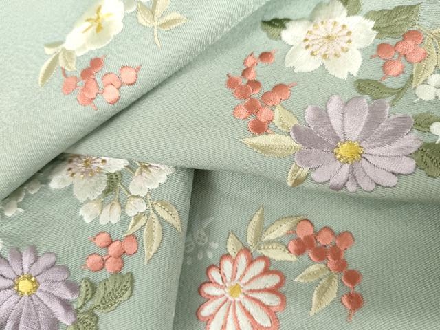 平和屋着物●訪問着 刺繍 花丸文 金糸 洗える着物 AABM0199cs