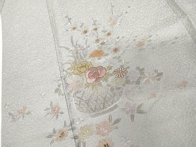 平和屋着物●中国三大刺繍 スワトウ刺繍 汕頭刺繍 相良刺繍 訪問着 飾花文 金糸 ロング 正絹 逸品 AABM0212cs
