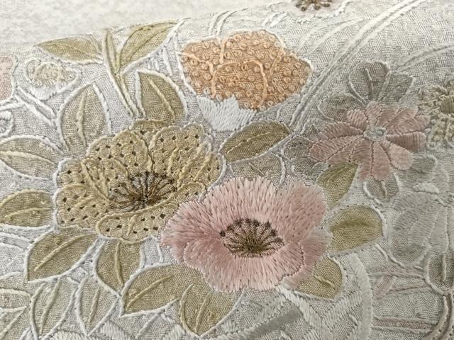 平和屋着物●中国三大刺繍 スワトウ刺繍 汕頭刺繍 相良刺繍 訪問着 飾花文 金糸 ロング 正絹 逸品 AABM0212cs