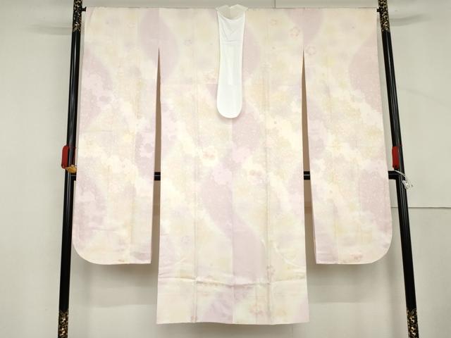 平和屋着物●振袖用長襦袢 袷 作家物 舞桜 はなろまん 暈し染め 金糸 半衿刺繍 京都きもの友禅扱い 正絹 逸品 AABM0218cs