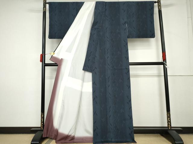 平和屋着物●本塩沢 枝葉間道 正絹 逸品 未使用 AABM0221cs