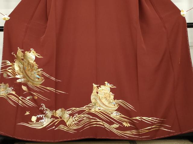 平和屋着物●島田えり茂 色留袖 螺鈿 南蛮船 金銀彩 正絹 逸品 未使用 AABM0222cs
