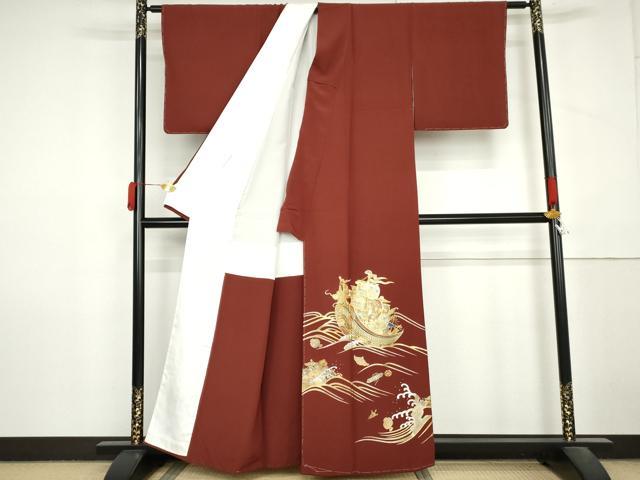 平和屋着物●島田えり茂 色留袖 螺鈿 南蛮船 金銀彩 正絹 逸品 未使用 AABM0222cs