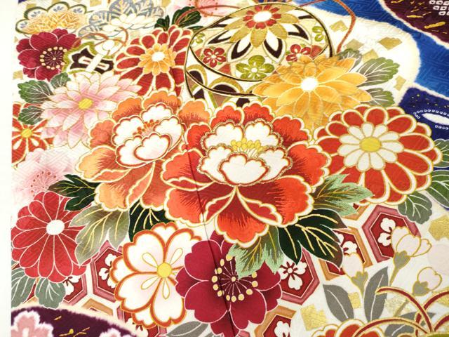平和屋着物●豪華振袖 刺繍 雪輪花毬文 暈し染め 金糸 金彩 ロング丈 正絹 逸品 AABM0226cs