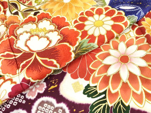 平和屋着物●豪華振袖 刺繍 雪輪花毬文 暈し染め 金糸 金彩 ロング丈 正絹 逸品 AABM0226cs