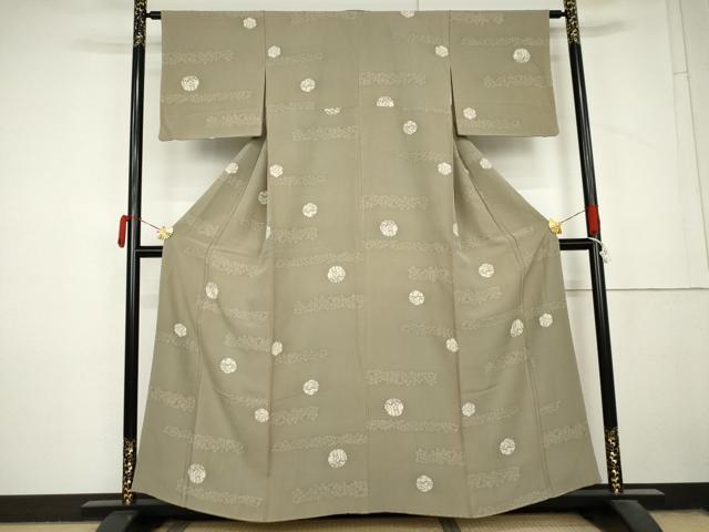 平和屋着物●上質な小紋 雪輪花文 正絹 逸品 AABM0235cs