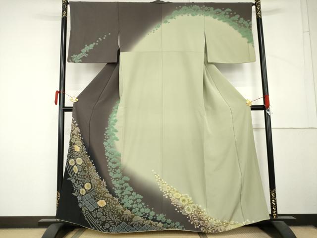 平和屋着物●訪問着 辻が花 絞り 暈し染め 金糸 正絹 逸品 AABM0237cs