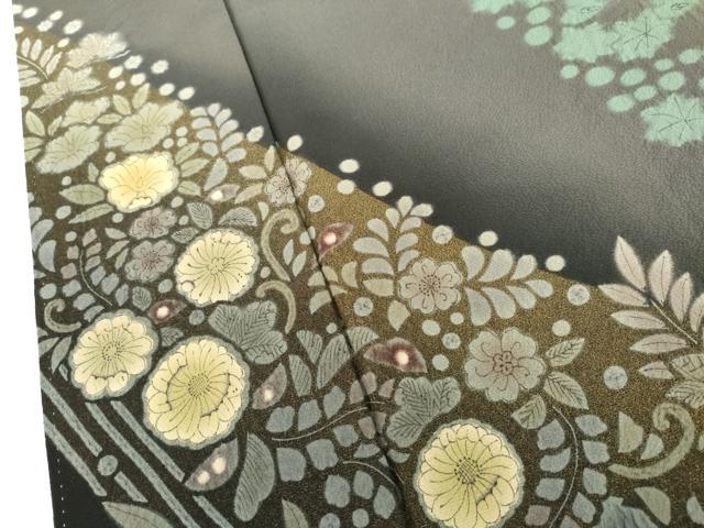 平和屋着物●訪問着 辻が花 絞り 暈し染め 金糸 正絹 逸品 AABM0237cs