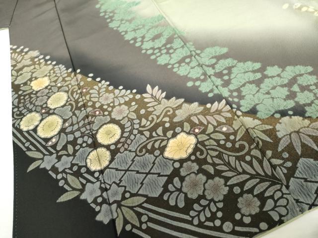 平和屋着物●訪問着 辻が花 絞り 暈し染め 金糸 正絹 逸品 AABM0237cs