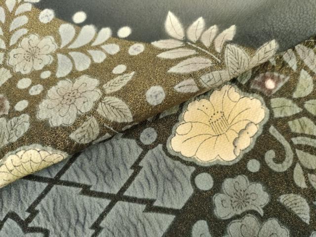 平和屋着物●訪問着 辻が花 絞り 暈し染め 金糸 正絹 逸品 AABM0237cs