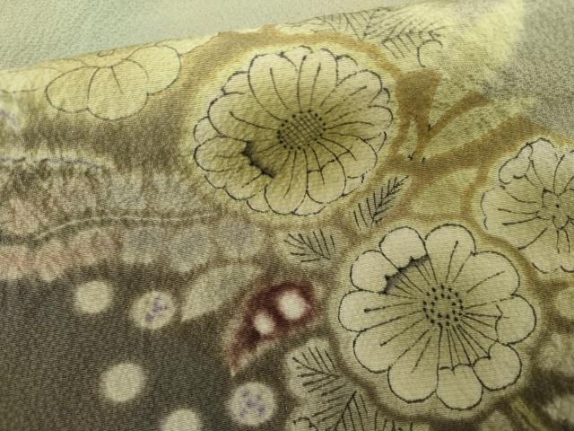平和屋着物●訪問着 辻が花 絞り 暈し染め 金糸 正絹 逸品 AABM0237cs