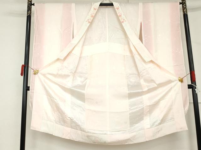 平和屋着物●振袖用長襦袢 無双仕立て 枝花地紋 半衿刺繍 正絹 逸品 AABM0244cs