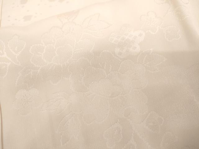 平和屋着物●振袖用長襦袢 無双仕立て 枝花地紋 半衿刺繍 正絹 逸品 AABM0244cs