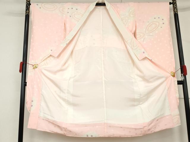 平和屋着物●振袖用長襦袢 袷 絞り 舞蝶文 正絹 逸品 AABM0245cs