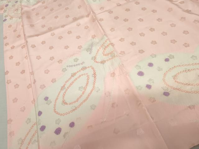 平和屋着物●振袖用長襦袢 袷 絞り 舞蝶文 正絹 逸品 AABM0245cs